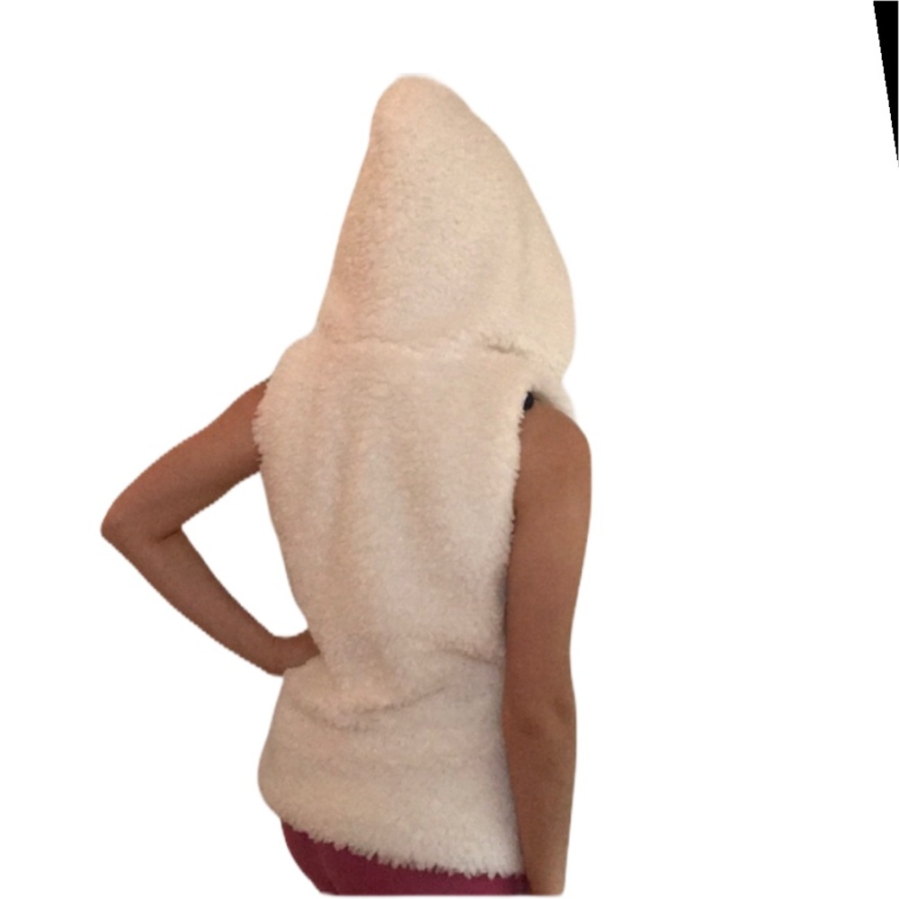 White fuzzy/teddy bear vest hoodie